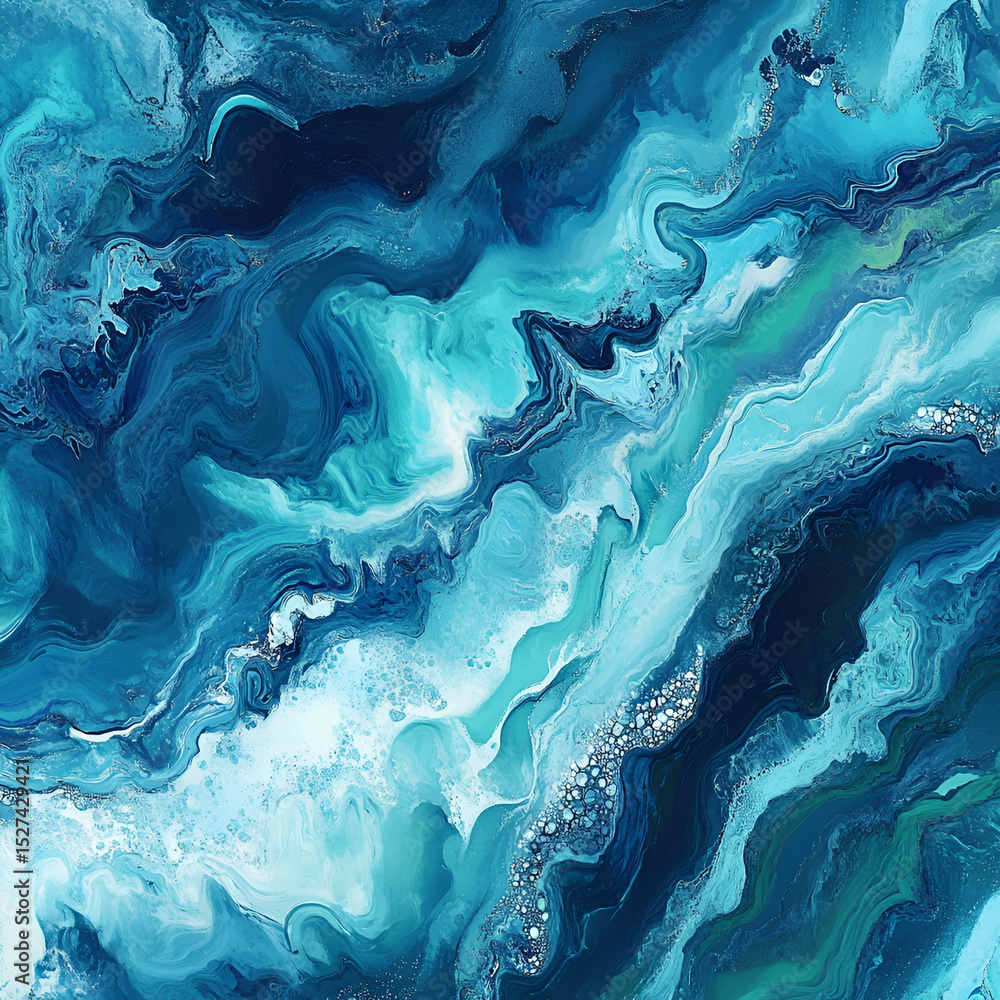Aufkleber fluid dynamics in abstract art studio digital painting creative environment aerial view color explor