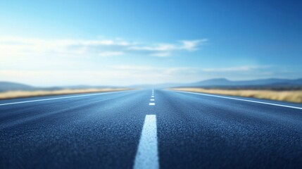 Naklejka premium Abstract blue technology background with glowing curved light lines resembling a digital highway, symbolizing fast data transmission, futuristic communication, and modern innovation