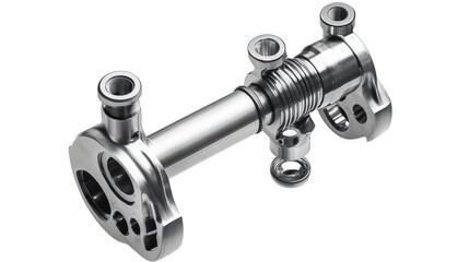 Engine piston with connecting rod, clean metal texture, Transparent background, PNG file