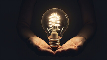 Hands Holding Light Bulb for Bright Ideas and Innovation