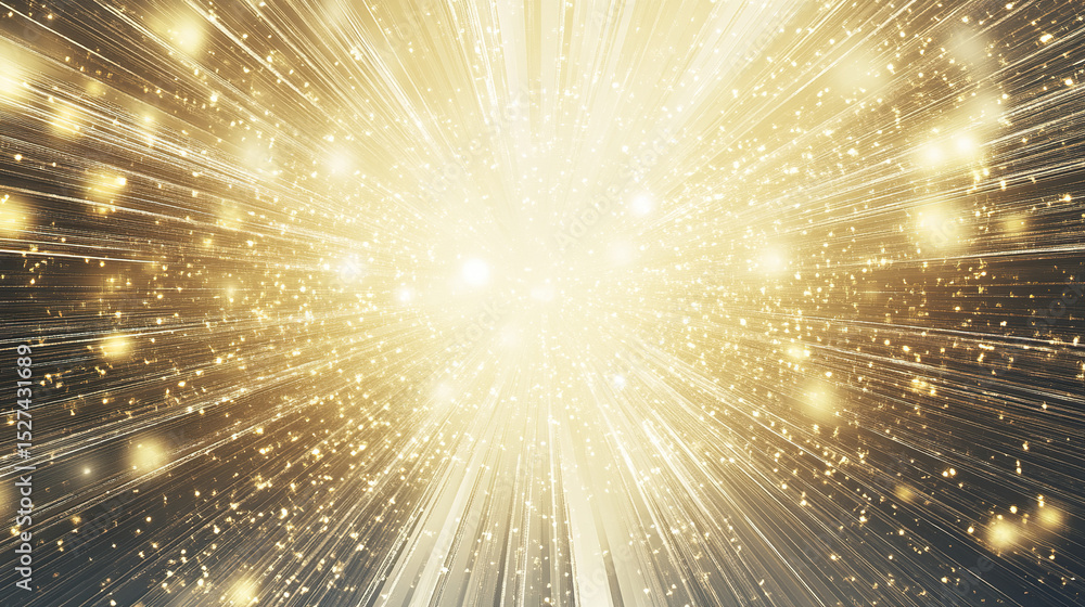 Poster bright golden light bursts with sparkling particles creating dynamic atmosphere