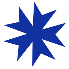 Fototapeta premium Sharp Blue Starburst Design Element, star icon vector illustration on blue