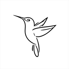 Elegant Hummingbird Logo, Line Art