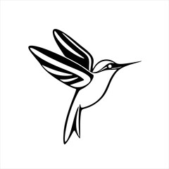 Elegant Hummingbird Logo, Single Line