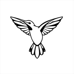 Humming Bird Logo Front View, Symmetrical Layout