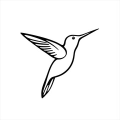 Flat Humming Bird Logo, Flying Pose