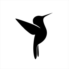 Hummingbird Logo Silhouette, Solid Black Shape, Humming Bird Icon