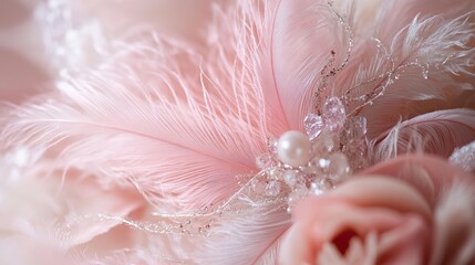 Delicate Pink Bird Feather Closeup Detailed Texture Macro Photography