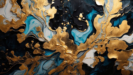 Luxury Abstract Fluid Art Painting in Alcohol Ink: Opulent Design