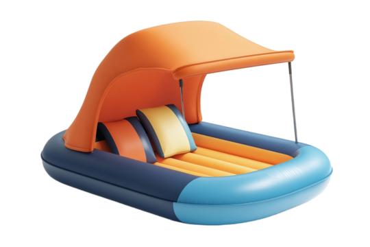 Inflatable baby float with sun canopy