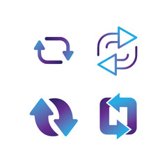 Set of cloud sync icon vector connecting arrows in a circular shape clean closeup for icon or logo