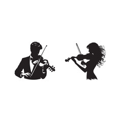Fototapeta premium man and woman playing violin