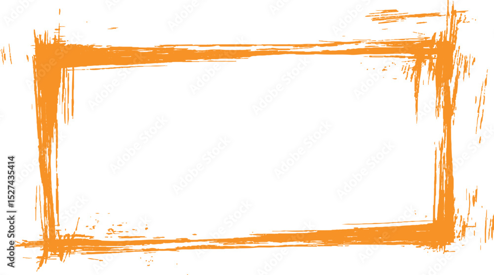 Aufkleber Frame is drawn with brush strokes on white background. Vector orange square grunge frame on a transparent background.