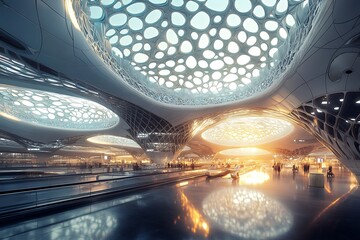 a futuristic airport external