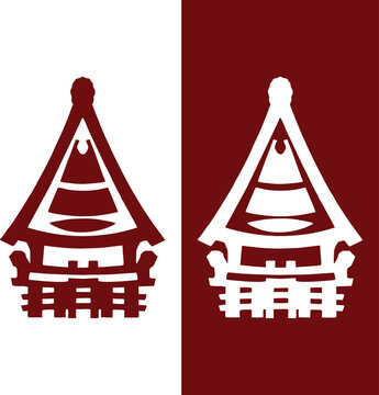 Medan Batak Traditional House Icon Vectors Illustration, Batak logo house building asian house