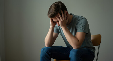 Stressed Man Holding His Head in Despair By Generated AI