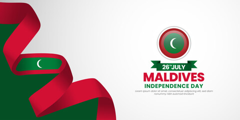 Maldives independence day banner background 26 July design element with waving ribbon flag