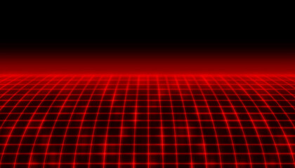 Red space perspective  grid line light field technology abstract background	