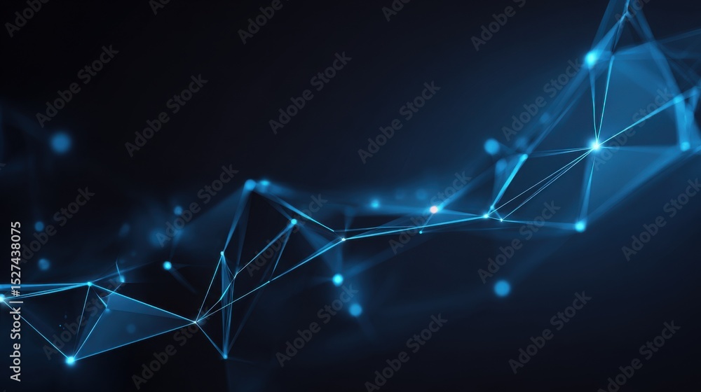 Aufkleber abstract digital network with dark background showcasing intricate blue lines and glowing points for
