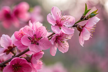 Obraz premium Close Up Vibrant Pink Flowers Soft Focus Macro Photography