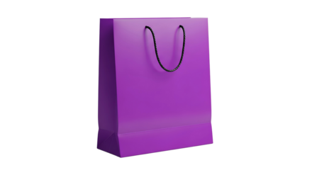 A purple color shopping bag mockup isolated in transparent background 