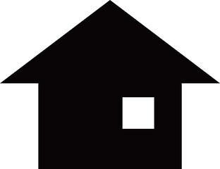 シンプル黒Home icon／家のアイコン・シンプルハウスベクター・住所