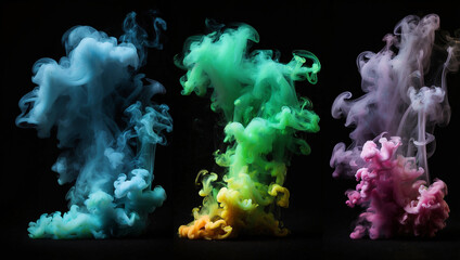 Smoke Set Isolated on Black Background for Creative Effects