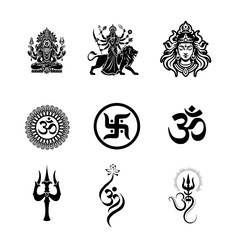 A set of black and white Hinduism  icon