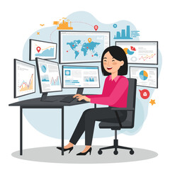 Concept vector illustration of a businesswoman.