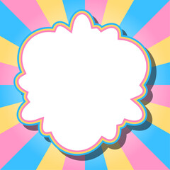 サンバーストとフレームの背景、ポップなデザイン	、雲型フレーム、正方形サイズ
