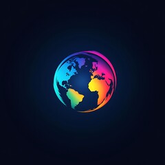 Fototapeta premium Globe Map Earth Planet World Global Continents Colorful Transparent Background
