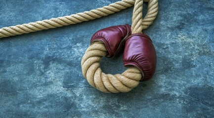 Rope loop with maroon boxing wraps on a textured surface