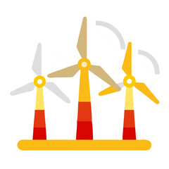 Three White Wind Turbines Cutout illustration