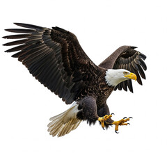 Fototapeta premium eagle attacking on white background