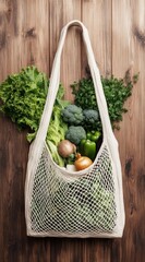 Reusable grocery bag filled with fresh produce