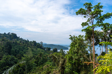Panoramic view of Lake Poso in Tentena, Sulawesi, Indonesia