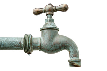 Antique leaky faucet isolated on a white background png ai generated