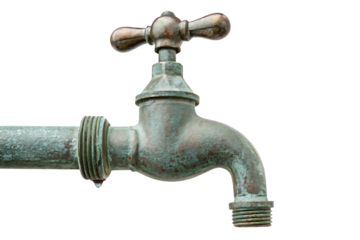 Antique leaky faucet isolated on a white background png ai generated