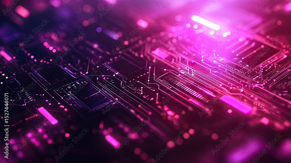 Poster information technology background with digital elements, data networks, and virtual connections