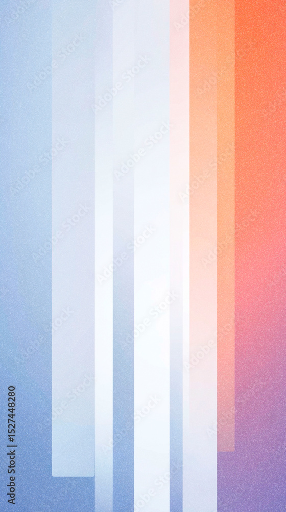 Poster abstract digital illustration featuring vertical stripes in soft gradients of blue, white, and orang