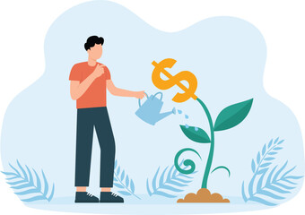 Financial or investment growth, increase earning profit and capital gain, success in wealth management concept
