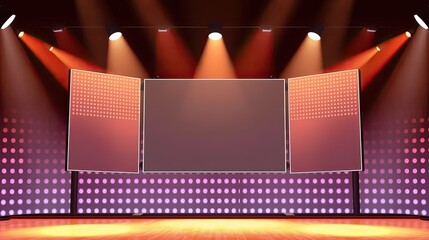 "Vivid Chroma Stage" - Ideal for virtual events, concert backdrops, product launches, or presentations needing a modern and dynamic visual environment