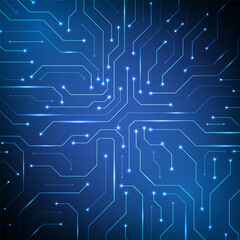 Abstract digital technology background showcasing futuristic circuits, data flow, and innovative cyberpunk technology.