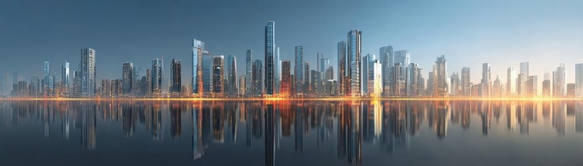 Obraz premium Generate an innovative, eye-level perspective of a cityscape