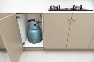 Cabinet for LPG gas cylinder under the kitchen table