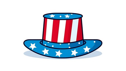 Patriotic uncle sam hat vector illustration for independence day celebration and usa themed design projects