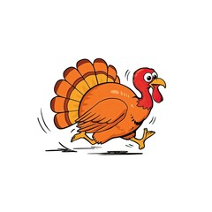 Energetic Cartoon Turkey Running Fast With Determination
