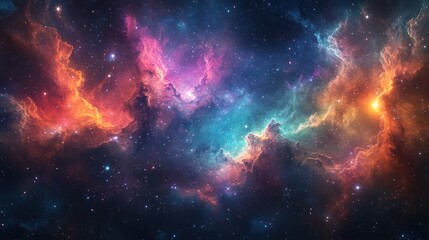 Fototapeta premium Cosmic nebulae with vibrant colors and stars
