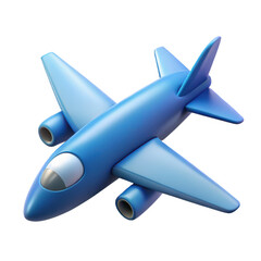 Cute blue cartoon airplane icon 3d render