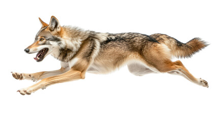 Fototapeta premium Gray wolf running Transparent background, PNG file